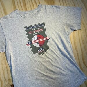 USA Shooting Mens Large‎ Heather Gray Olympic Sport Graphic T-Shirt